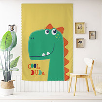 Velcro punch-free installation blackout curtain cartoon small dinosaur door curtain rental bedroom self-adhesive short curtain