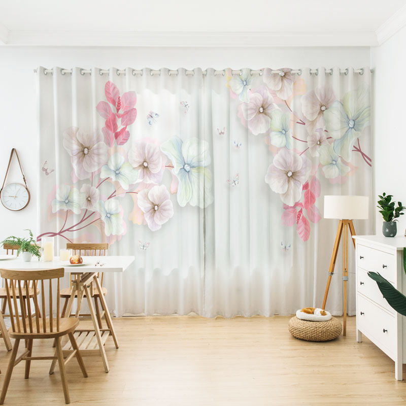 Customised semi-full shading window Curtain Cord Yarn Sepal parting door curtain Living room Bedroom Floor Window Flower Dancing Butterfly Elegance Freshener