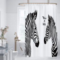 Modern simple waterproof mildew-proof black and white zebra non-perforated toilet shower curtain curtain curtain curtain bathroom hanging curtain bathroom curtain