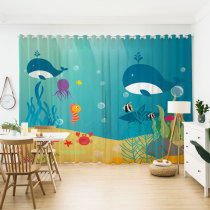 Personality custom modern curtain curtain curtain cartoon style bedroom childrens room dolphin octopus seahorse undersea world