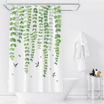 Fresh green leaf swallow shower curtain partition thickened polyester waterproof and mildew proof bathroom bathroom Bath Curtain shower cloth