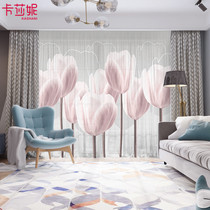 Personality custom fresh and simple girl wind tulip flower bedroom living room window semi-full blackout curtain curtain
