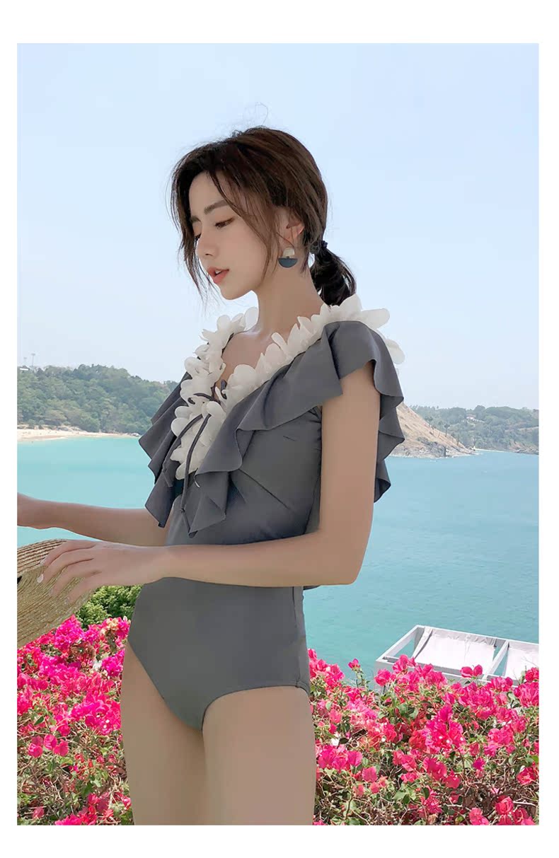 Áo tắm nữ Hàn Quốc 2019 mới lưới màu đỏ siêu cổ tích gợi cảm ngày lễ áo tắm một mảnh đã mỏng che bụng đồ bơi bảo thủ - Bộ đồ bơi One Piece đồ bơi liền thân cho nữ