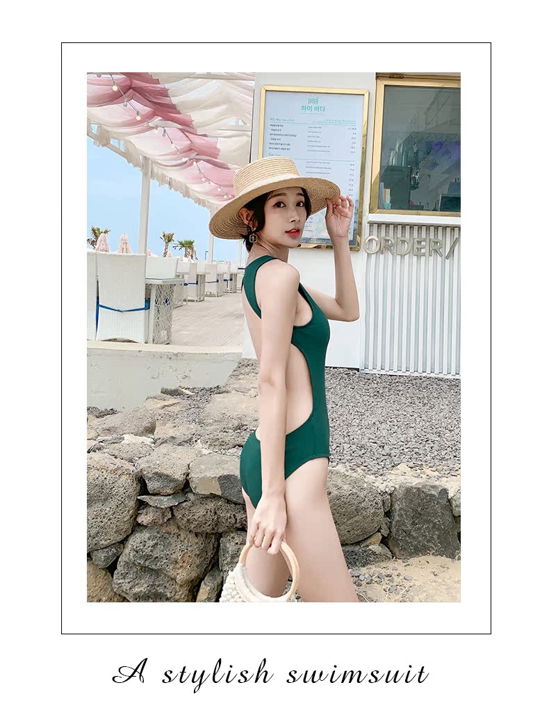 Áo tắm nữ Hàn Quốc ins nhỏ nước hoa gợi cảm giảm béo bụng retro trắng backless bảo thủ kỳ nghỉ áo tắm một mảnh - Bộ đồ bơi One Piece bộ bơi liền thân