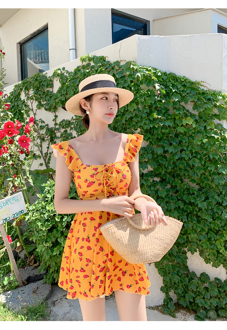 Áo tắm nữ gió Hàn Quốc 2019 mới siêu fan hâm mộ bảo thủ che bụng thịt mỏng học sinh áo tắm một mảnh - Bộ đồ bơi One Piece đồ bơi nữ 1 mảnh