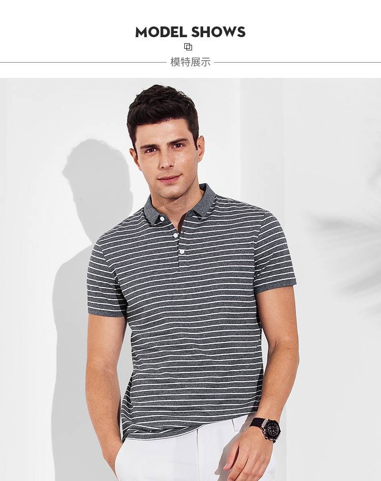 Hàng ngàn con hạc giấy ngắn tay áo thun nam sọc áo polo Hàn Quốc nửa tay mùa hè nam áo thun thủy triều ao polo nam