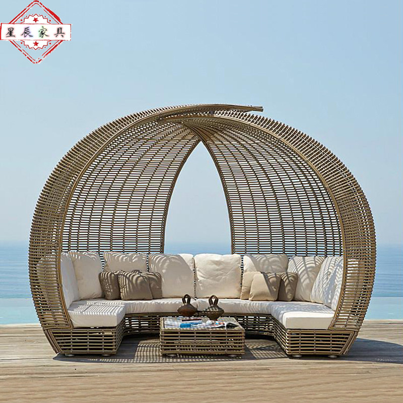 Outdoor Creative Bird Nest Rattan sofa Garden Courtyard Bird Cage Large Round Bed Resort Area Seaside Folk Rattan Chair Lying Bed-Taobao