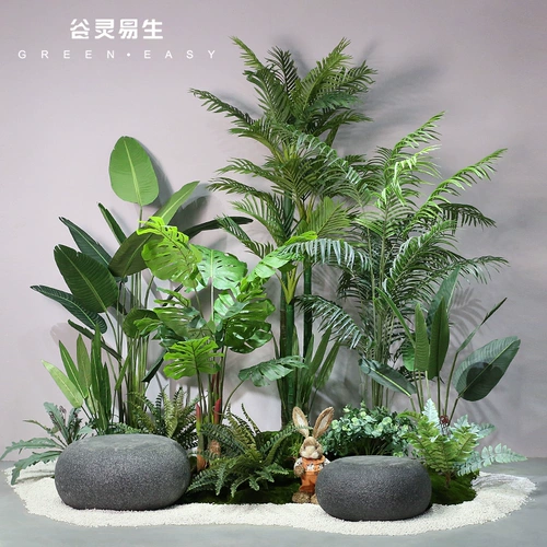 Гу Линг Исишен Моделирование зеленые растения ландшафтные ландшафтные заводы крупные санота Квай Лестница Нижняя терминальная украшение качели