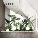谷灵 Ишэн имитирует зеленые растения, озеленение, внутренний пейзаж, большие декоративные искусственные растения, угловая сцена, макет под лестницей