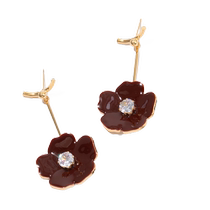 Sanfu red flower red bead earrings pair retro elegant jewelry earrings accessories 836492