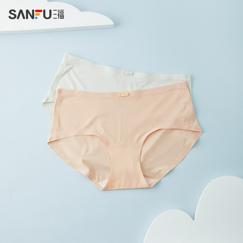 Three foes women in the middle waist don't clip hip knickers stickless light and comfortable half flat corner pants woman 470522-Taobao