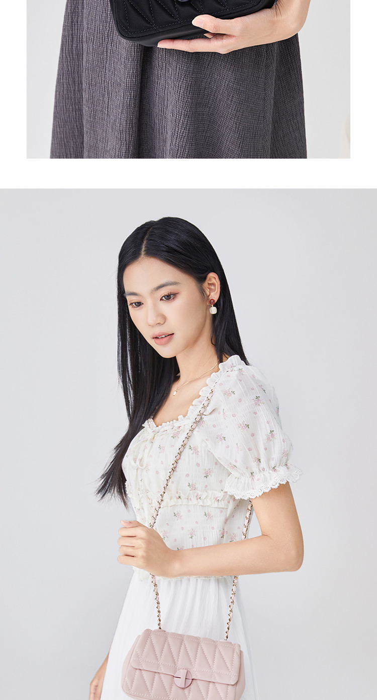 三福单肩链条包女2023新款斜挎包小包包通勤菱格休闲腋下包457539