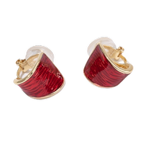A pair of Sanfu retro red coffee oval ear clips elegant and fashionable earrings and earrings jewelry 836137