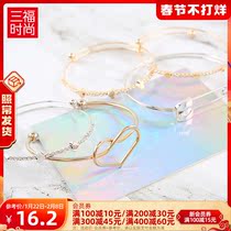 Sanfu 2021 mixed fashion smooth wave heart bracelet creative bracelet) gold and silver random) 757273