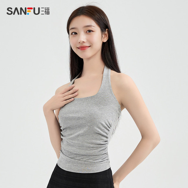 Sanfu Vest Women's 2024 New Style Summer Halter Neck Waist Suspenders Short Sleeveless Top Women Wear Outside