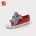 Sanfu 2018 Autumn College series kẻ sọc quai thấp cắt giày vải phẳng giày nữ adidas Giày cắt thấp