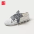 Sanfu 2018 Autumn College series kẻ sọc quai thấp cắt giày vải phẳng giày nữ adidas Giày cắt thấp
