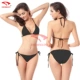 Kỳ nghỉ bikini đồ bơi phụ nữ ren đi biển bikini Âu Mỹ áo tắm xẻ ba điểm gợi cảm đen trắng - Bộ đồ bơi hai mảnh