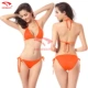 Kỳ nghỉ bikini đồ bơi phụ nữ ren đi biển bikini Âu Mỹ áo tắm xẻ ba điểm gợi cảm đen trắng - Bộ đồ bơi hai mảnh