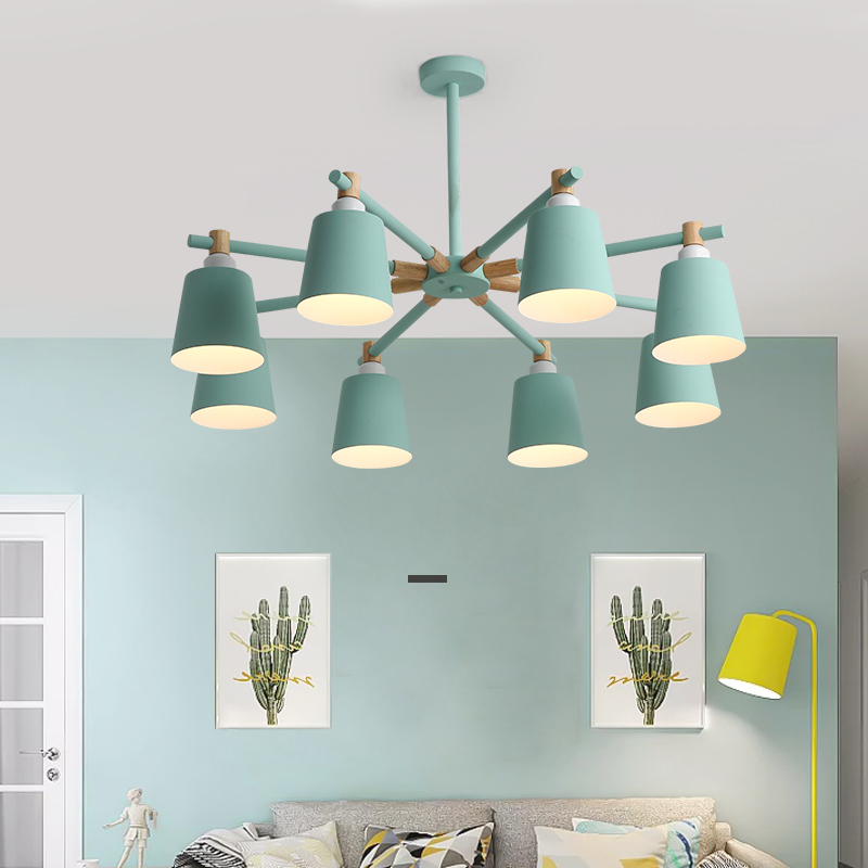 Macaron Chandelier, Trendy Lighting, European-Style Living Room Lamps, Simple Modern Bedroom Lights, Blue Mediterranean Nordic Lamps