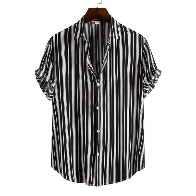 2026 Summer European and American Style Printed Casual Men's Short-Sleeve Shirt with Turn-Down Collar Trendy Men Shirts