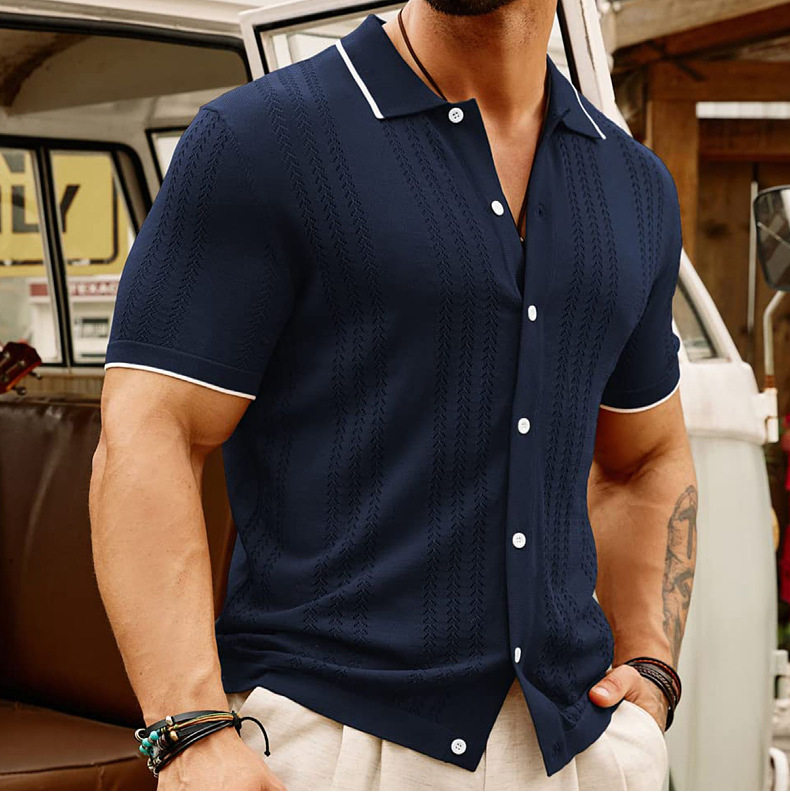 Летний трикотажный кардиган, тонкий свитер, трикотажная футболка polo 