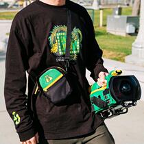 BUMBAG SHAKEJUNT cooperative skateboard satchel backpack running bag small wallet gold shining black green canvas