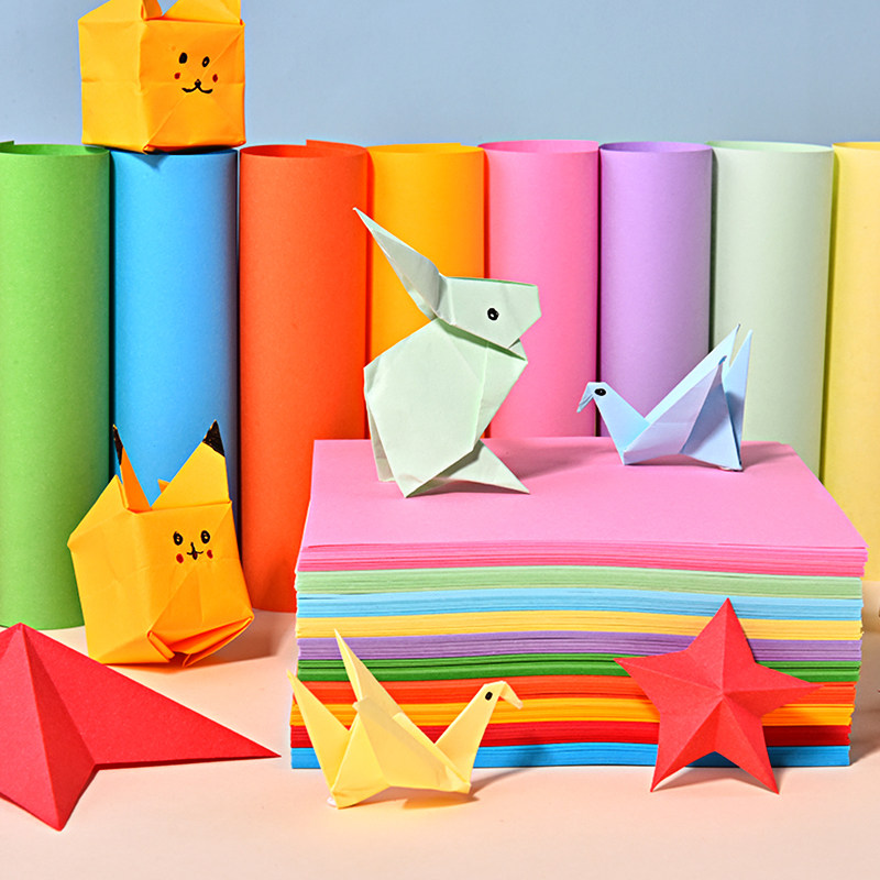 Color handmade origami material 10 colors children's handmade paper-cut kindergarten thousand paper crane square origami 100 sheets