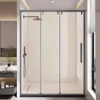 Extremely Narrow Three-Way Bathroom Partition Glass Door, Sliding Bathroom Door, Shower Room with Dry and Wet Separation for Home Use