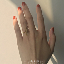 Designer original niche minimalist geometric lines open ring parallel ring ring T-shaped ring Autumn and winter new