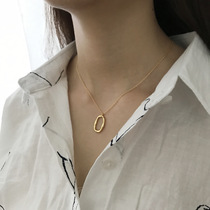 ins trend Korean version of Europe and the United States S925 Sterling silver gold-plated irregular geometric oval necklace simple clavicle chain