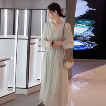 Fa-style V neckline dress with waist high level unique Dont make a stunning design Andromeda First love sweet and long dress Summer