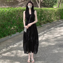 Black sleeveless smeared plethora dress woman Summer 2022 new Herbenwind small black dress Casted Waist High Level Sensual Pendant With Skirt
