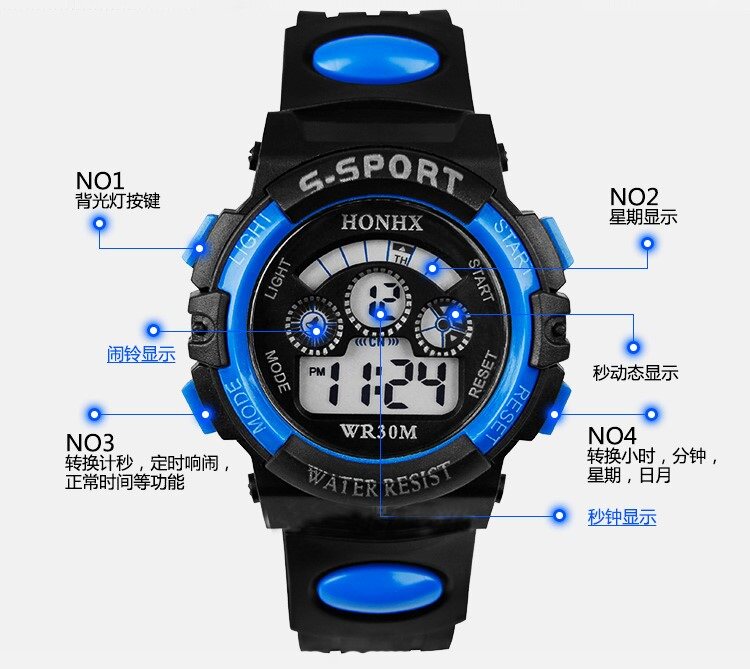 Electronic Watches Boys Girls Great Boy Low Grade Students Sports Waterproof Time Calendar With Alarm Clock