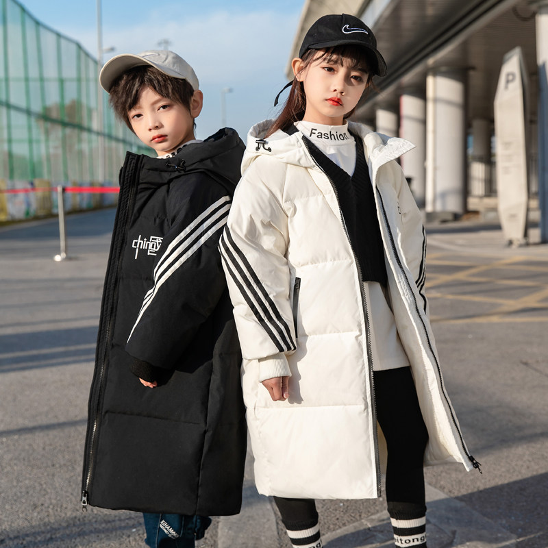 Children's down jacket boys and girls in the big children's long version 2022 new Korean version boys and girls thickening and warm tide