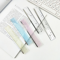 Candy color simple transparent belt steel edge acrylic ruler student school supplies scale 1815cm drawing ruler