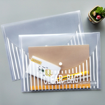 Simple and transparent A4 office business documents button kit student waterproof test paper file bag ticket storage