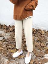 Wool ankle-length pants women autumn and winter 2021 new casual Haren pants loose wide legs grandma pants knitted radish pants women