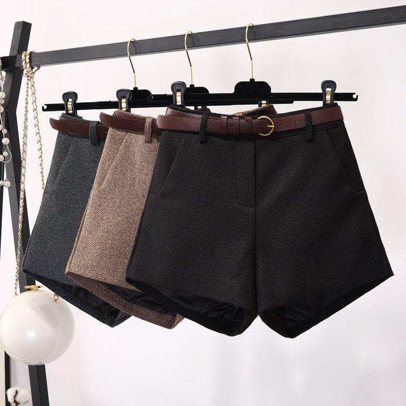 Gross shorts women's spring autumn 2023 new high waist A character loose wide leg pants slim 100 lap winter boot pants outside wearing-Taobao