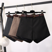 Woolen shorts womens spring and autumn 2021 new high-waisted A-line loose wide-leg pants show thin and wild winter boots and pants