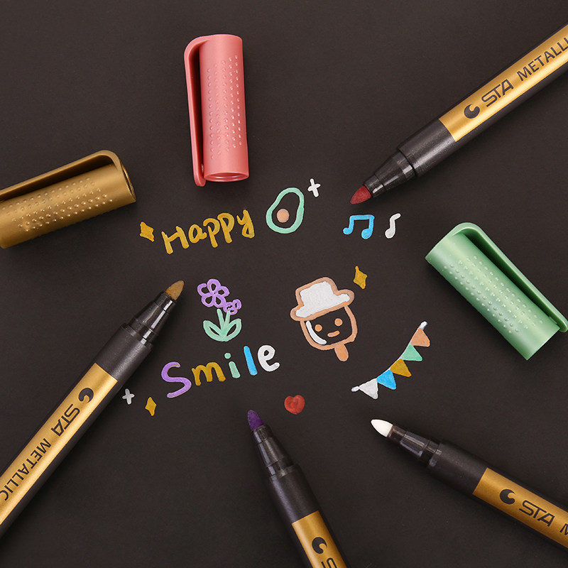 sta sta metal paint pen children's DIY photo album marker pen decorative graffiti soft head pearlescent color highlight pen