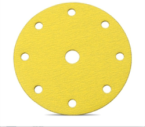 Warrior yellow sand MS sandpaper 6 inches 9 holes 17 holes dry sandpaper dry grinder disc sand leather back flocking sand