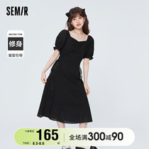 Senmar Dress Dress Woman Bubble Cuff Small Black Dress 2022 Summer New Creaty Dress Elegant style