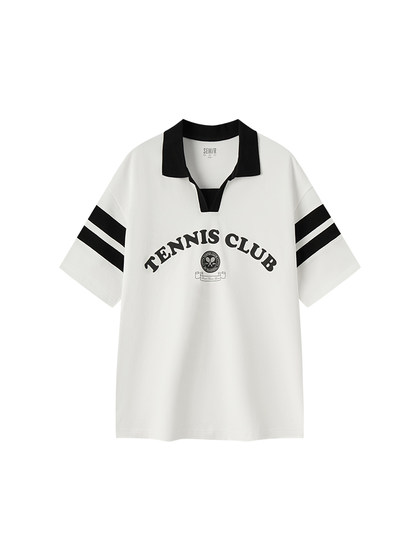 森马POLO衫女中长款纯棉字母印花时尚2024夏季新款宽松衣服学院风