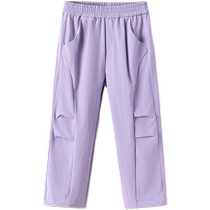 Semir childrens trousers 2024 new solid color versatile overalls loose straight pants autumn pants for girls