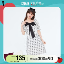 Senma Lian Dress Skirt Womans Bow Tie Loving 2022 Summers new full print creaty dress girl cute Korean version