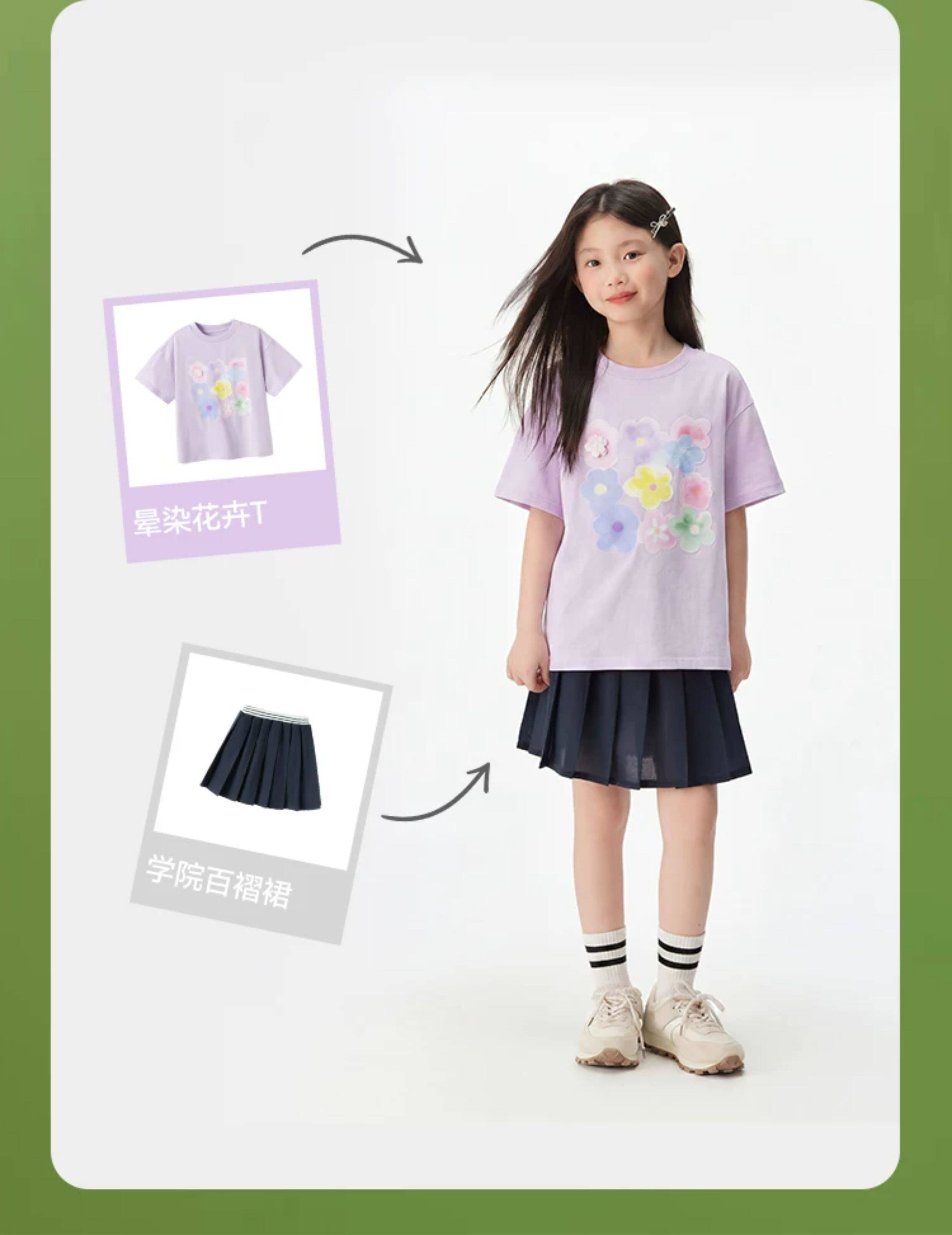 森马儿童短袖T恤2025夏季新款舒适宽松印花女童装设计感上衣小众 — 13