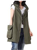 Mordenmiss womens mid-length hooded vest 1276 US direct mail multi-color