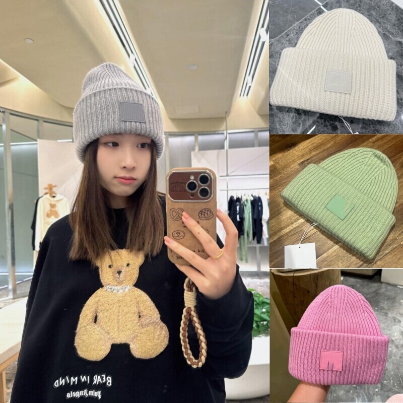 All-Wool Ac Smiley Face Hat Nordic Knitted Beanie Couple's Wool Hat Versatile Unisex Trendy Thickened Warm Autumn and Winter