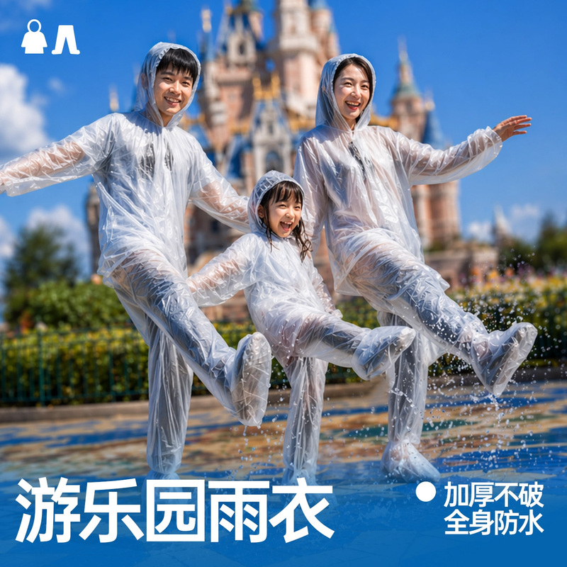 Disposable Raincoat for Amusement Parks, Disney Thunder Mountain One-Piece Rafting Split-Type Adult Amusement Park Waterproof Disposable Raincoat for Amusement Parks, Disney Thunder Mountain One-Piece Rafting Split-Type Adult Amusement Park Waterproof